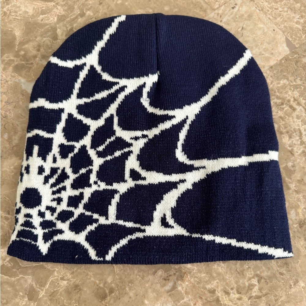 Unisex Navy Spider Web Winter Hat